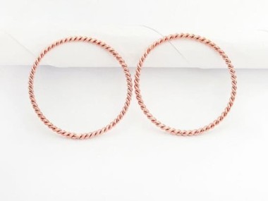 925 Sterling Silver Rose Gold Vermeil Style Twisted Circle Links, Connectors 20 mm.