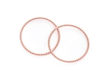 925 Sterling Silver Rose Gold Vermeil Style Twisted Circle Links, Connectors 20 mm.