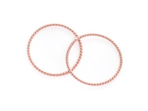 4 of 925 Sterling Silver Rose Gold Vermeil Style Twisted Circle Links, Connectors 20 mm.