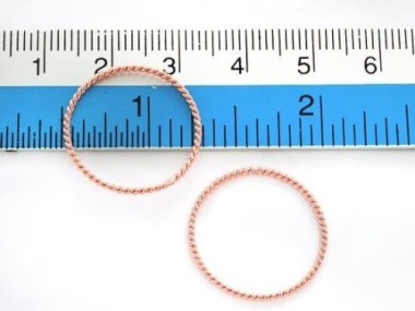 925 Sterling Silver Rose Gold Vermeil Style Twisted Circle Links, Connectors 20 mm.