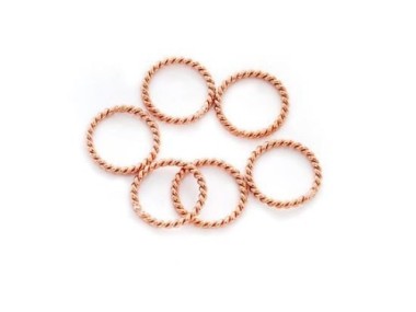 925 Sterling Silver Rose Gold Vermeil Style Twisted Circle Links, Connectors 10 mm.