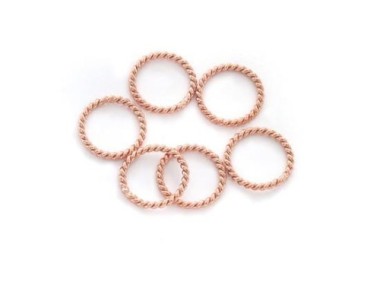 925 Sterling Silver Rose Gold Vermeil Style Twisted Circle Links, Connectors 10 mm.