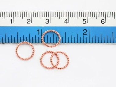 925 Sterling Silver Rose Gold Vermeil Style Twisted Circle Links, Connectors 10 mm.