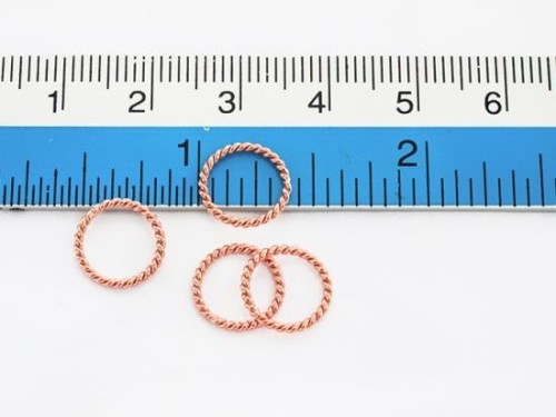 6 of 925 Sterling Silver Rose Gold Vermeil Style Twisted Circle Links, Connectors 10 mm.