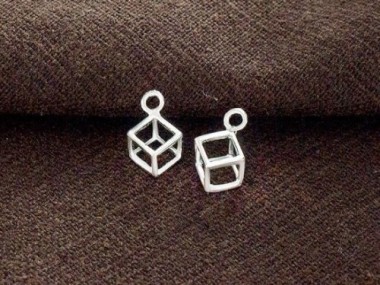 925 Sterling Silver Cube Charms 5.5 mm.