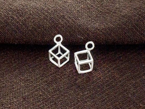 4 of 925 Sterling Silver Cube Charms 5.5 mm.