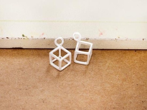 4 of 925 Sterling Silver Cube Charms 5.5 mm.