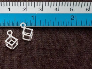 925 Sterling Silver Cube Charms 5.5 mm.