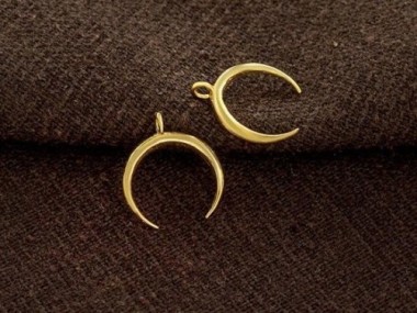 925 Sterling Silver Gold Vermeil Style Crescent Moon Pendants 12x11 mm.