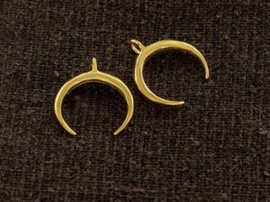 925 Sterling Silver Gold Vermeil Style Crescent Moon Pendants 12x11 mm.