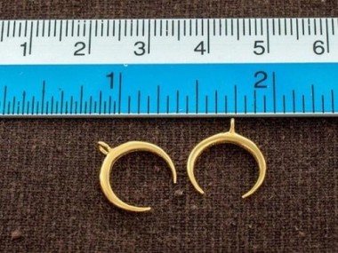 925 Sterling Silver Gold Vermeil Style Crescent Moon Pendants 12x11 mm.