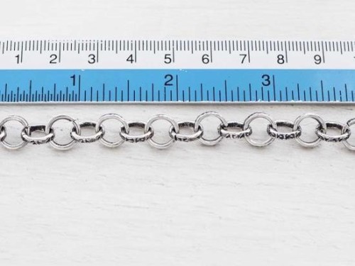 7 inches of Karen Hill Tribe Silver Imprint Opened Link Chain 8.5mm.