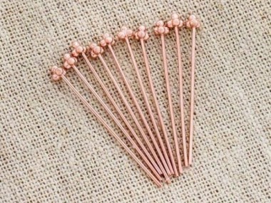 Sterling Silver Rose Gold Vermeil Style Head Pins 30x0.7 mm.