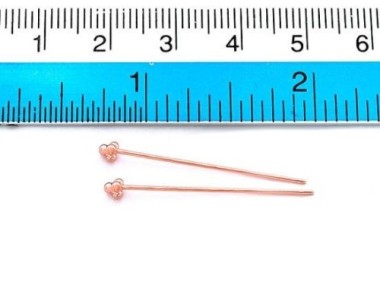 Sterling Silver Rose Gold Vermeil Style Head Pins 30x0.7 mm.