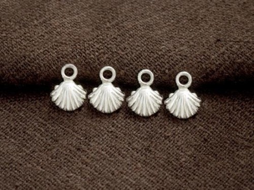 4 of 925 Sterling Silver Scallop Shell Charms 6x7mm. Small Charms