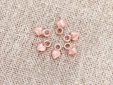 925 Sterling Silver Rose Gold Vermeil Style Heart Charms 4 mm.