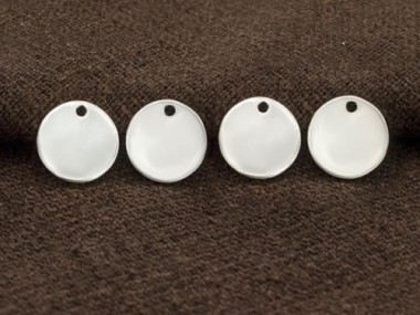 925 Sterling Silver Round Disc Tag Charms 9 mm.