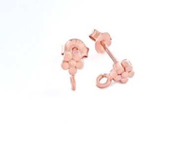 925 Sterling Silver Rose Gold Vermeil Style Flower Stud Earrings Post Findings 4.5mm.