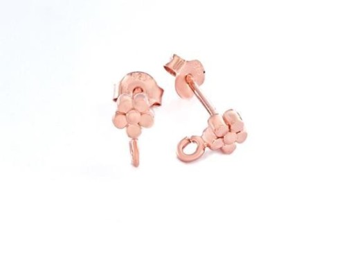 1 Pair of 925 Sterling Silver Rose Gold Vermeil Style Flower Stud Earrings Post Findings 4.5mm.