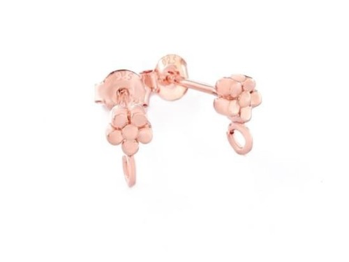 1 Pair of 925 Sterling Silver Rose Gold Vermeil Style Flower Stud Earrings Post Findings 4.5mm.