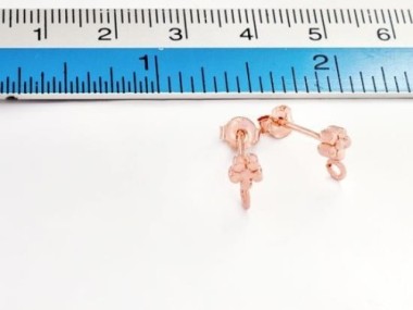 925 Sterling Silver Rose Gold Vermeil Style Flower Stud Earrings Post Findings 4.5mm.