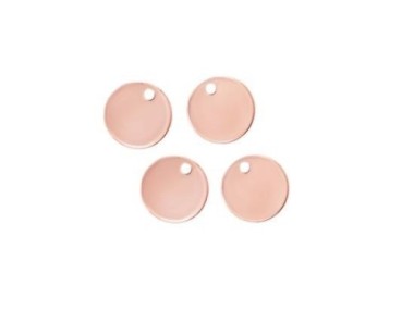 925 Sterling Silver Rose Gold Vermeil Style Round Disc Tag Charms 7 mm.