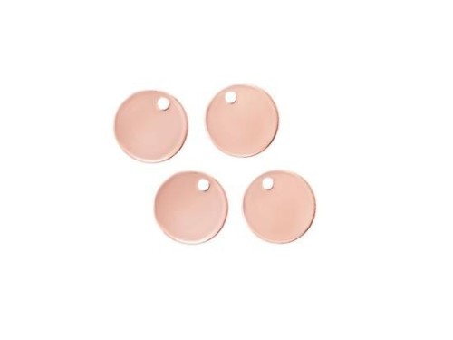 4 of 925 Sterling Silver Rose Gold Vermeil Style Round Disc Tag Charms 7 mm. , Polish Finished