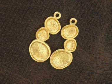 925 Sterling Silver 24k Gold Vermeil Style Free form Pendants 10x20mm.