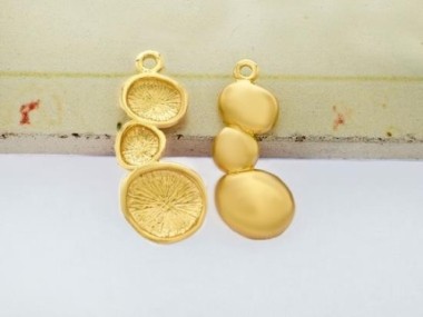 925 Sterling Silver 24k Gold Vermeil Style Free form Pendants 10x20mm.