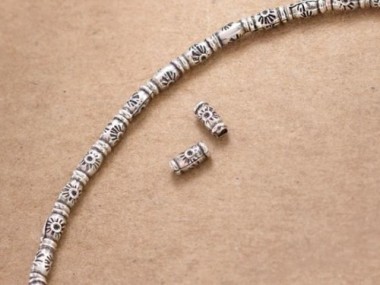 Karen Hill Tribe Silver Sun Printed Bamboo Beads 2x5mm.,