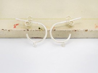 925 Sterling Silver Circle Hoop Earrings, Post Findings 10 mm.