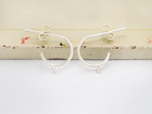 4 pairs of 925 Sterling Silver Circle Hoop Earrings, Post Findings 10 mm.