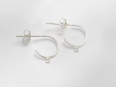 925 Sterling Silver Circle Hoop Earrings, Post Findings 10 mm.