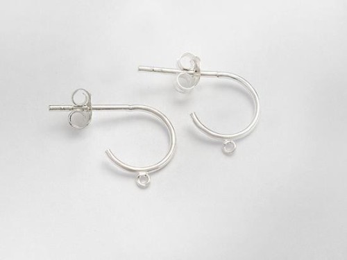 4 pairs of 925 Sterling Silver Circle Hoop Earrings, Post Findings 10 mm.