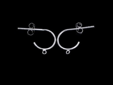 925 Sterling Silver Circle Hoop Earrings, Post Findings 10 mm.