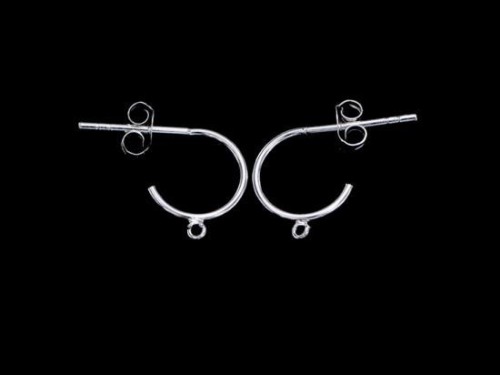 4 pairs of 925 Sterling Silver Circle Hoop Earrings, Post Findings 10 mm.