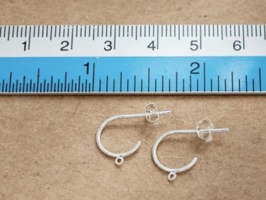 925 Sterling Silver Circle Hoop Earrings, Post Findings 10 mm.