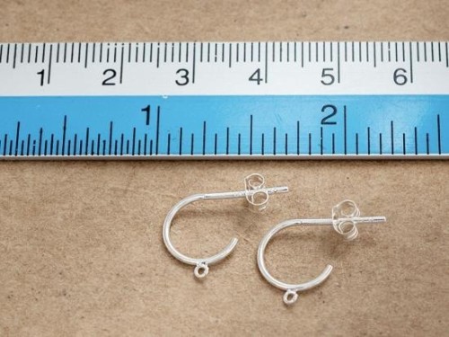 4 pairs of 925 Sterling Silver Circle Hoop Earrings, Post Findings 10 mm.