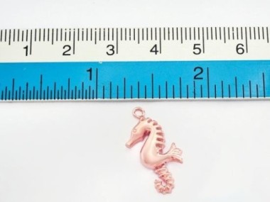 925 Sterling Silver Rose Gold Vermeil Style Seahorse Pendant 9x19mm.