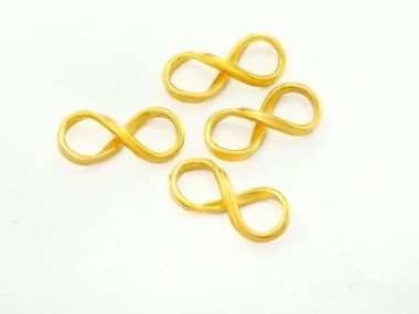 925 Sterling Silver Gold Vermeil Style Infinity Links, Connectors 8x18 mm.