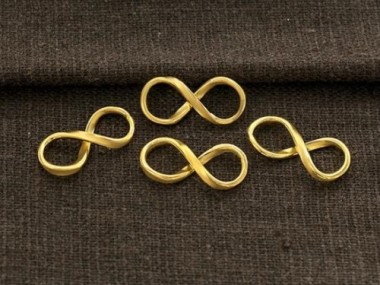 925 Sterling Silver Gold Vermeil Style Infinity Links, Connectors 8x18 mm.