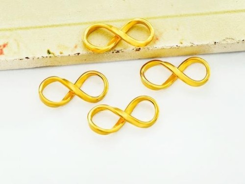 4 of 925 Sterling Silver Gold Vermeil Style Infinity Links, Connectors 8x18 mm.