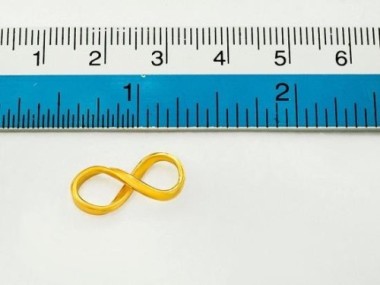 925 Sterling Silver Gold Vermeil Style Infinity Links, Connectors 8x18 mm.