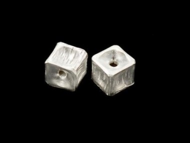 Karen Hill Tribe Silver Cube Beads 8x9 mm.