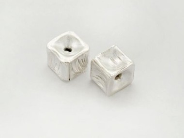 Karen Hill Tribe Silver Cube Beads 8x9 mm.