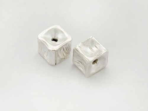 2 of Karen Hill Tribe Silver Cube Beads 8x9 mm.