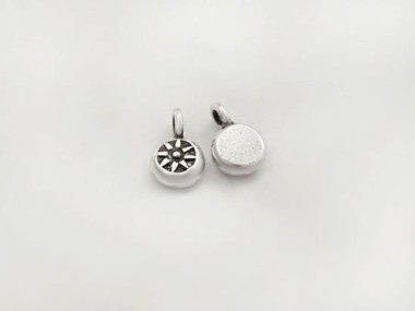 Karen Hill Tribe Silver Sun Imprinted Circle Charms 7.5 mm.