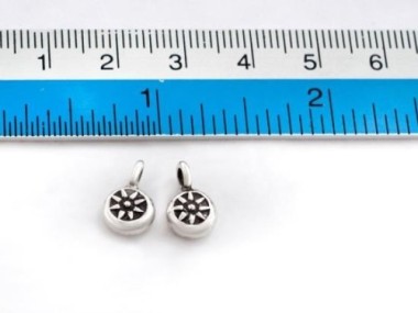 Karen Hill Tribe Silver Sun Imprinted Circle Charms 7.5 mm.