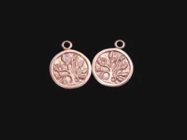 925 Sterling Silver Rose Gold Vermeil Style Tree of Life Charms 11mm.