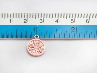 925 Sterling Silver Rose Gold Vermeil Style Tree of Life Charms 11mm.